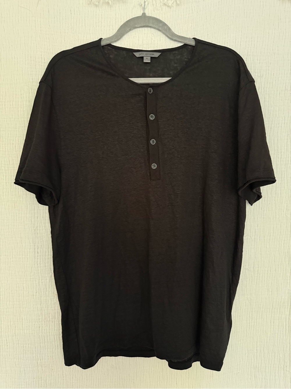 John Varvatos Black Short-Sleeve Henley Tee